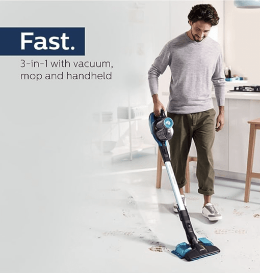 Philips Domestic Appliances SpeedPro Aqua Cordless Vacuum Cleaner FC6728/01 with Vacuum and mop System Denim Blue Metallic, Medium - Image 6
